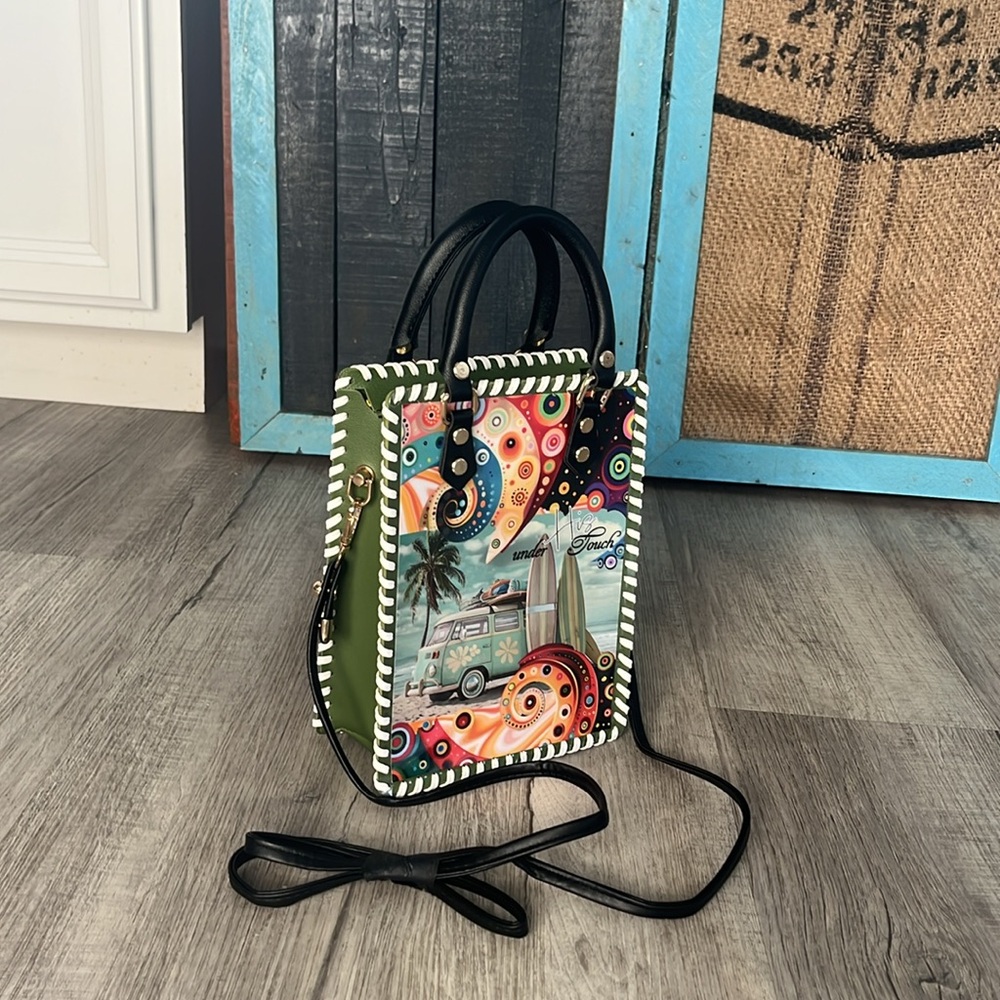 *SOLD* CHiP modern style VW camper van bug beetle car waves surf crossbody purse - Picture 5 of 17